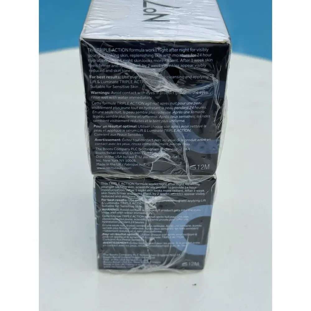 No7 Lift & Luminate Triple Action Night Cream 50ml Lot of 2 Anti Aging